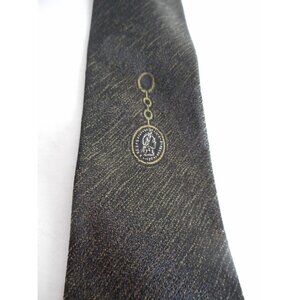 Vintage MCM Black Gold Roman coin Tie necktie Estate Find